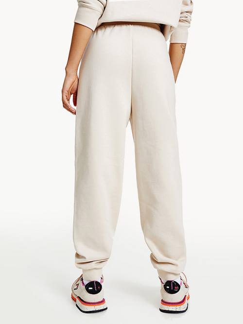 Beige Tommy Hilfiger Tonal Tommy Badge Joggers Women's Pants | TH386YKU