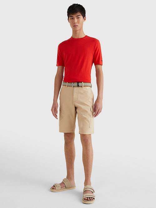 Beige Tommy Hilfiger Twill Cargo Men's Shorts | TH147XAE