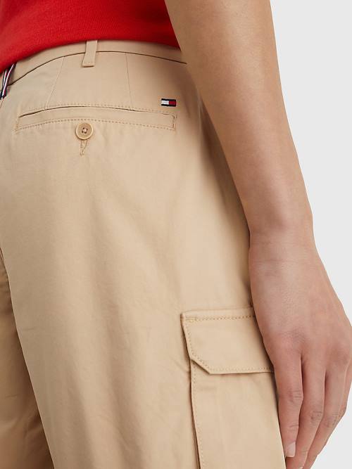 Beige Tommy Hilfiger Twill Cargo Men's Shorts | TH147XAE