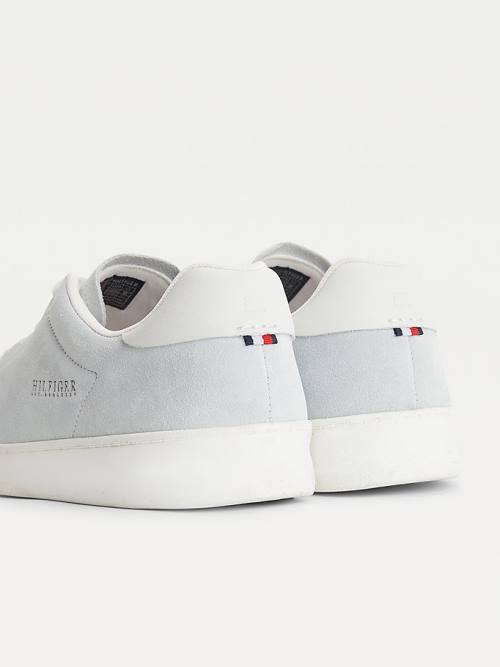 Beige Tommy Hilfiger Undyed Suede Cupsole Court Men's Sneakers | TH548YFR