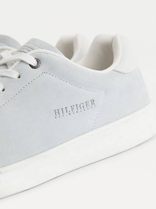 Beige Tommy Hilfiger Undyed Suede Cupsole Court Men's Sneakers | TH548YFR