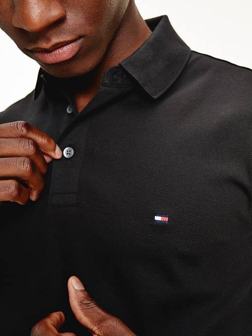 Black Tommy Hilfiger 1985 Essential Slim Fit Men's Polo Shirts | TH519CQG