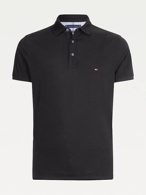 Black Tommy Hilfiger 1985 Essential Slim Fit Men's Polo Shirts | TH519CQG