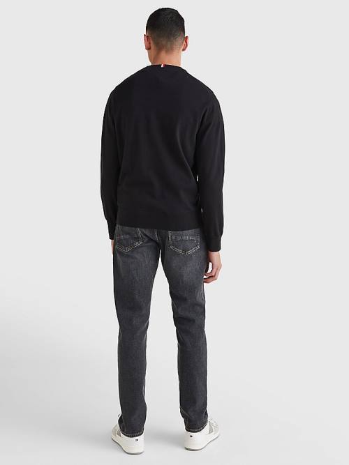 Black Tommy Hilfiger 1985 Essential TH Flex Sweatshirt Men's Sweaters | TH849LFX