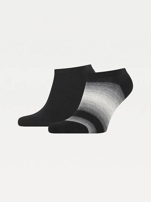 Black Tommy Hilfiger 2-Pack Baja Stripe Trainer Men\'s Socks | TH871QHV