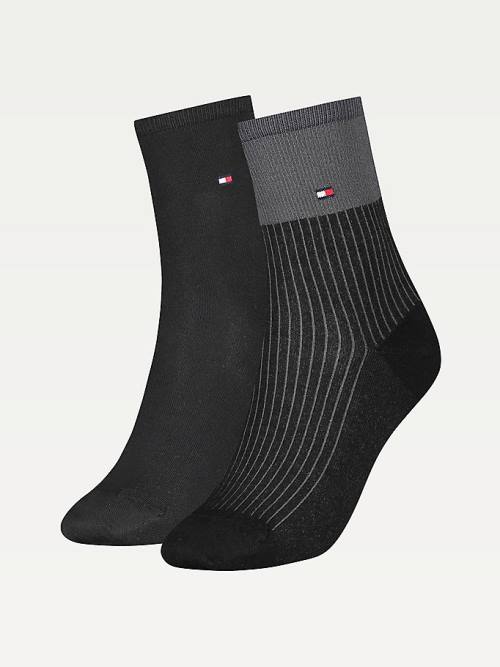 Black Tommy Hilfiger 2-Pack Colour-Blocked Ankle Women\'s Socks | TH806EMG