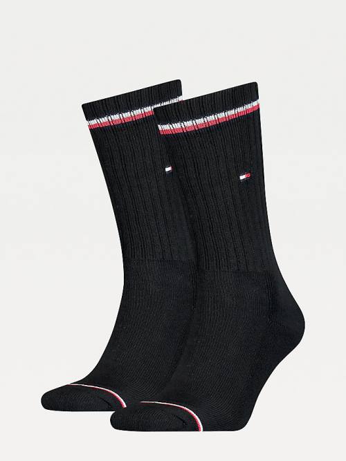 Black Tommy Hilfiger 2-Pack Iconic Men\'s Socks | TH084IEC