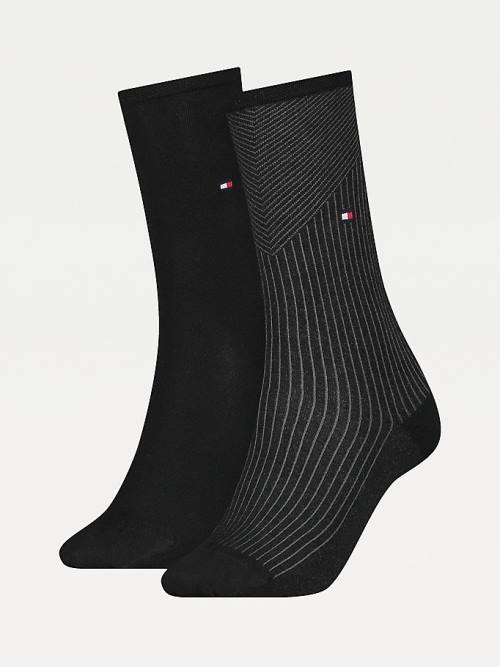 Black Tommy Hilfiger 2-Pack Ribbed Tencel Women\'s Socks | TH015SEO