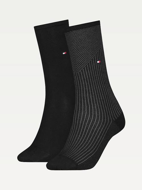 Black Tommy Hilfiger 2-Pack Ribbed Women\'s Socks | TH173XBT