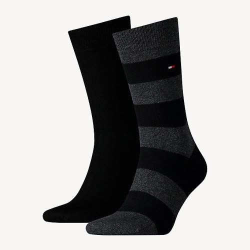 Black Tommy Hilfiger 2-Pack Rugby Men\'s Socks | TH471ZIE