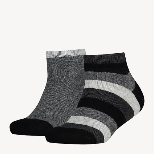 Black Tommy Hilfiger 2-Pack Stripe Ankle Men\'s Socks | TH395VDT