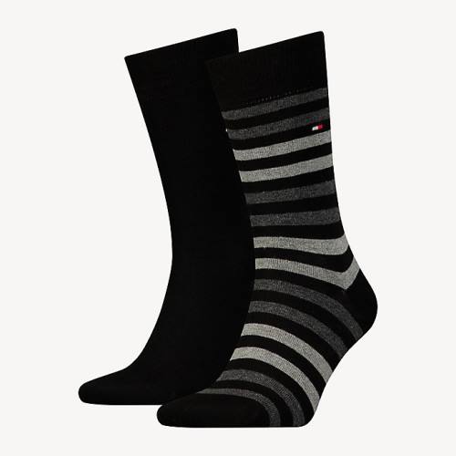 Black Tommy Hilfiger 2-Pack Stripe Men\'s Socks | TH694MNR