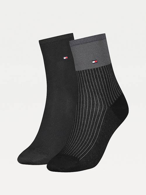 Black Tommy Hilfiger 2-Pack Tencel Colour-Blocked Short Women\'s Socks | TH158YHO