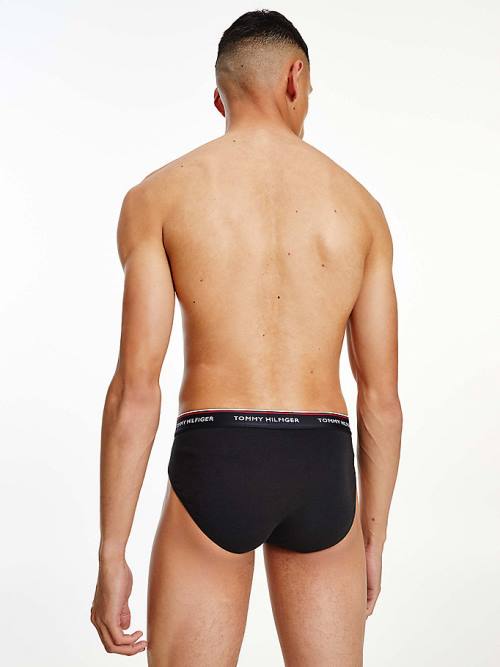 Black Tommy Hilfiger 3-Pack Cotton Briefs Men's Underwear | TH697ICD