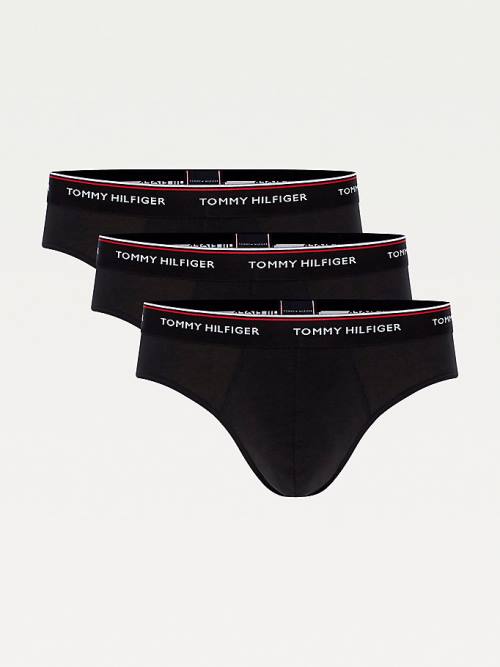 Black Tommy Hilfiger 3-Pack Cotton Briefs Men\'s Underwear | TH697ICD