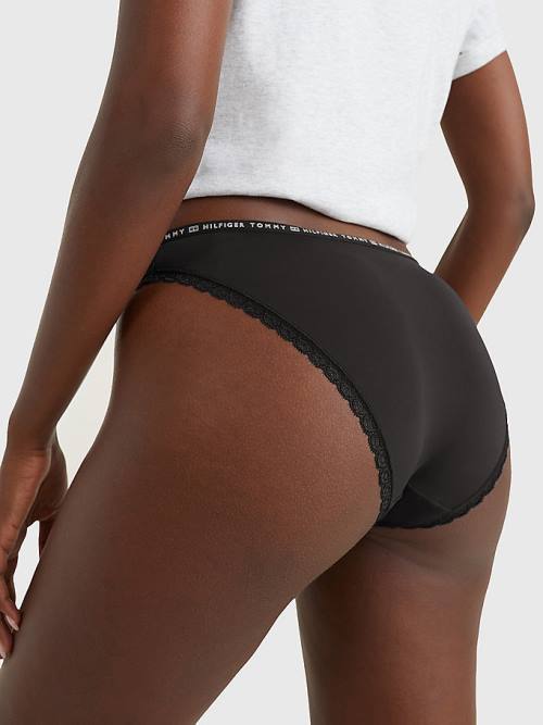 Black Tommy Hilfiger 3-Pack Floral Lace Briefs Women's Underwear | TH973XUB