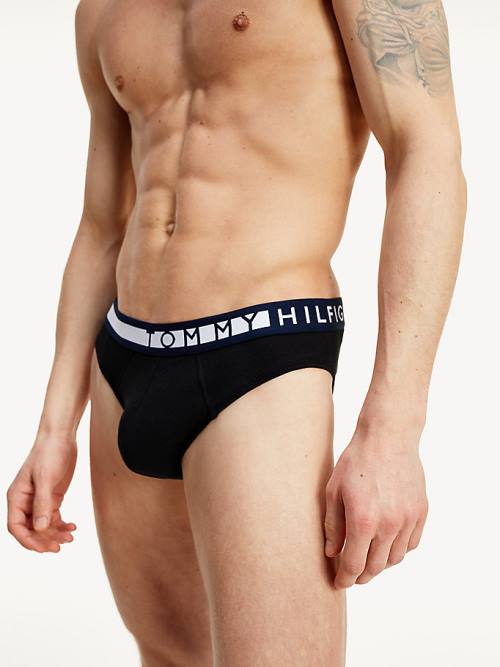 Black Tommy Hilfiger 3-Pack Logo Waistband Briefs Men's Underwear | TH385IKR