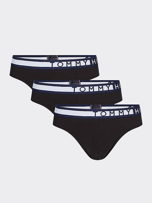 Black Tommy Hilfiger 3-Pack Logo Waistband Briefs Men\'s Underwear | TH385IKR