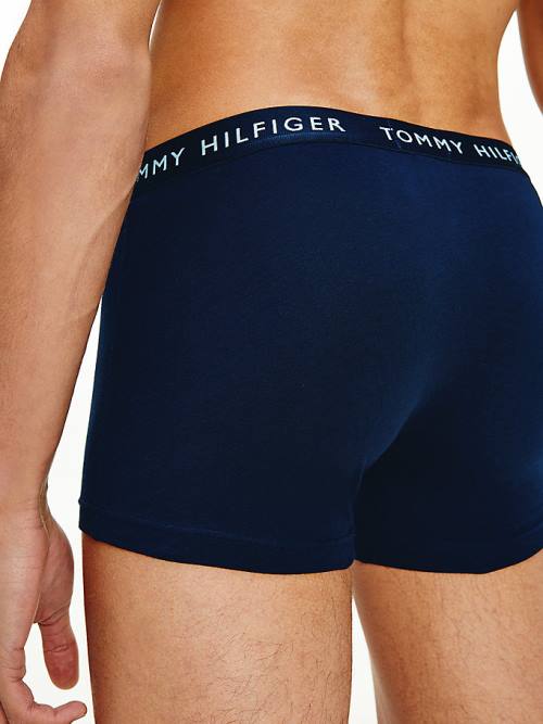 Black Tommy Hilfiger 3-Pack Logo Waistband Trunks Men's Underwear | TH817KJZ