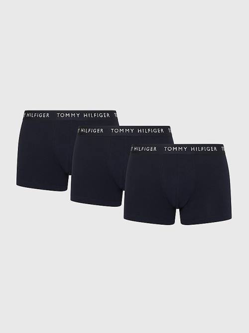 Black Tommy Hilfiger 3-Pack Logo Waistband Trunks Men\'s Underwear | TH817KJZ