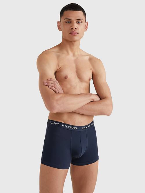 Black Tommy Hilfiger 3-Pack Logo Waistband Trunks Men's Underwear | TH863USI