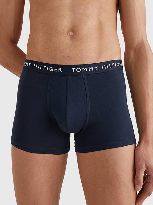 Black Tommy Hilfiger 3-Pack Logo Waistband Trunks Men's Underwear | TH863USI