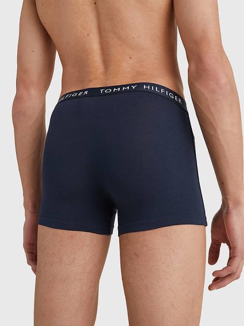 Black Tommy Hilfiger 3-Pack Logo Waistband Trunks Men's Underwear | TH863USI