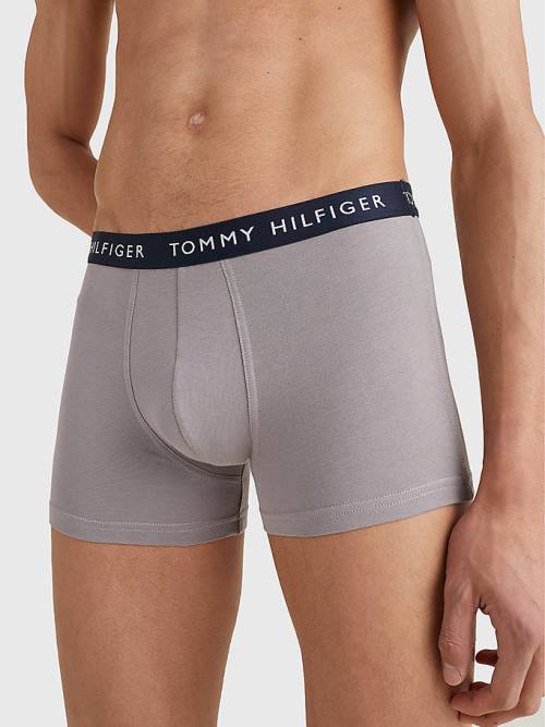 Black Tommy Hilfiger 3-Pack Logo Waistband Trunks Men's Underwear | TH863USI