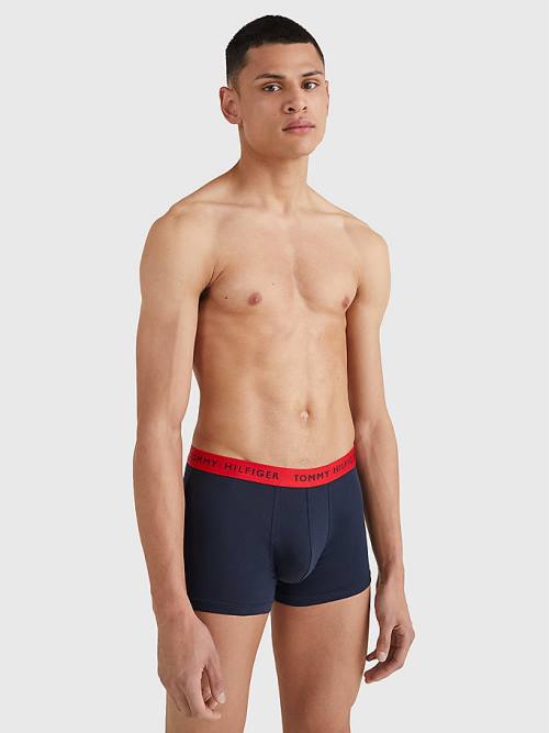 Black Tommy Hilfiger 3-Pack Repeat Logo Trunks Men's Underwear | TH160BQN