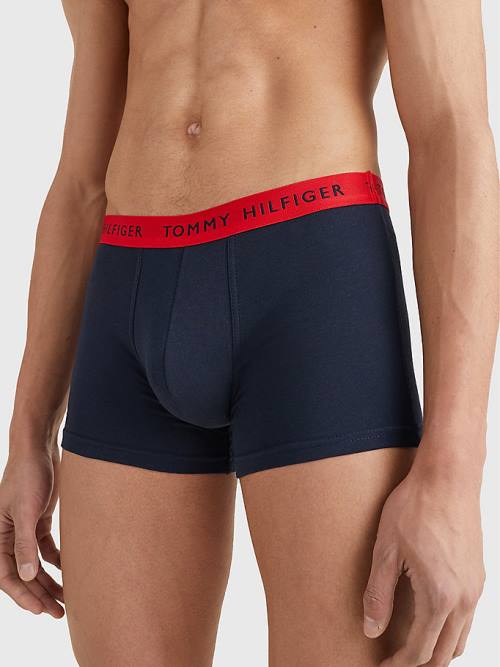 Black Tommy Hilfiger 3-Pack Repeat Logo Trunks Men's Underwear | TH160BQN