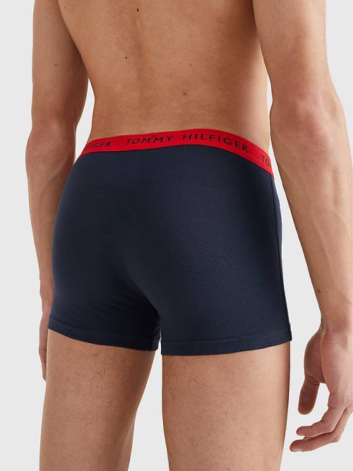 Black Tommy Hilfiger 3-Pack Repeat Logo Trunks Men's Underwear | TH160BQN