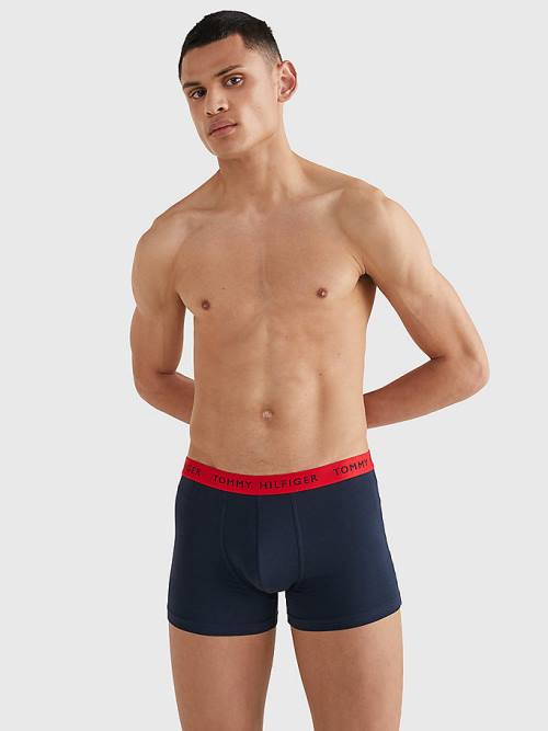 Black Tommy Hilfiger 3-Pack Repeat Logo Trunks Men's Underwear | TH807ZNQ