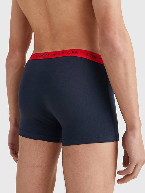 Black Tommy Hilfiger 3-Pack Repeat Logo Trunks Men's Underwear | TH807ZNQ