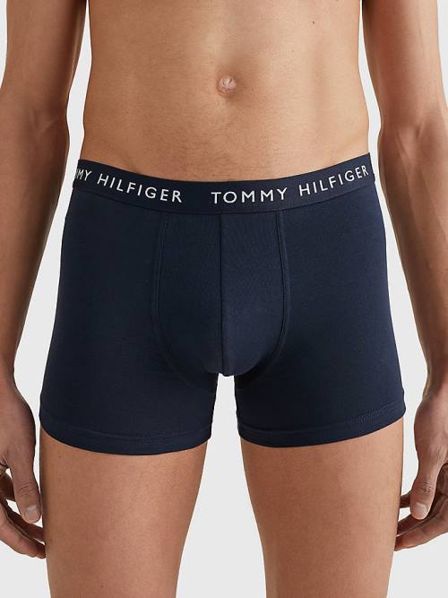 Black Tommy Hilfiger 3-Pack Repeat Logo Trunks Men's Underwear | TH807ZNQ