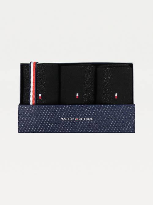 Black Tommy Hilfiger 3-Pack Sparkle Gift Box Women's Socks | TH374FHA