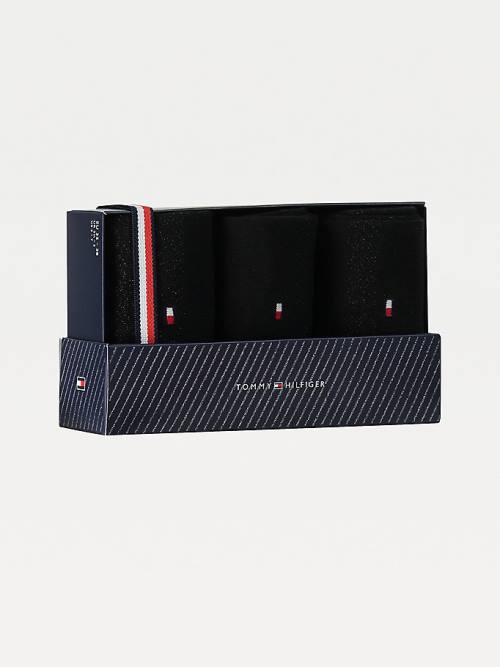 Black Tommy Hilfiger 3-Pack Sparkle Gift Box Women's Socks | TH374FHA