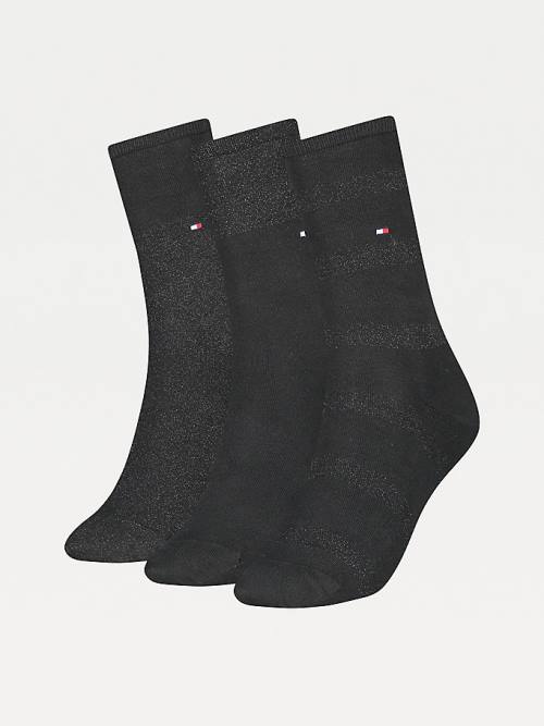 Black Tommy Hilfiger 3-Pack Sparkle Gift Box Women\'s Socks | TH374FHA