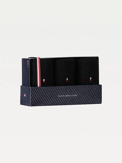 Black Tommy Hilfiger 3-Pack Sparkle Gift Box Women's Socks | TH723NHK