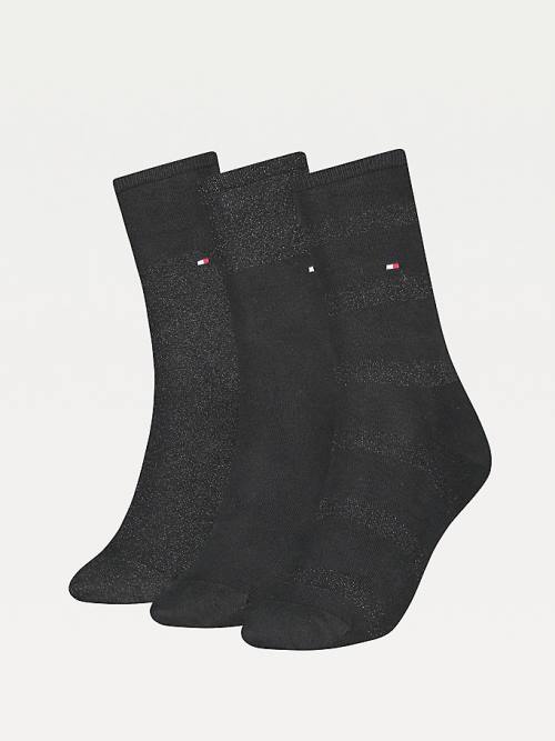 Black Tommy Hilfiger 3-Pack Sparkle Gift Box Women\'s Socks | TH723NHK