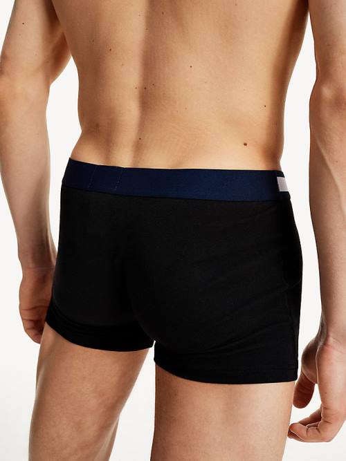 Black Tommy Hilfiger 3-Pack Statement Waistband Trunks Men's Underwear | TH984HGM