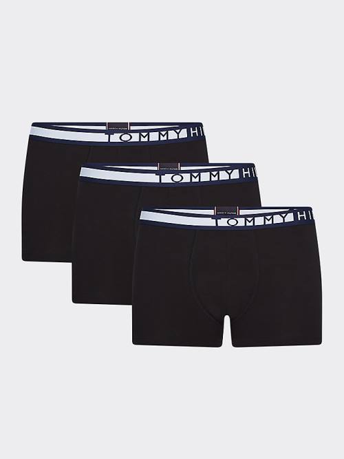 Black Tommy Hilfiger 3-Pack Statement Waistband Trunks Men\'s Underwear | TH984HGM