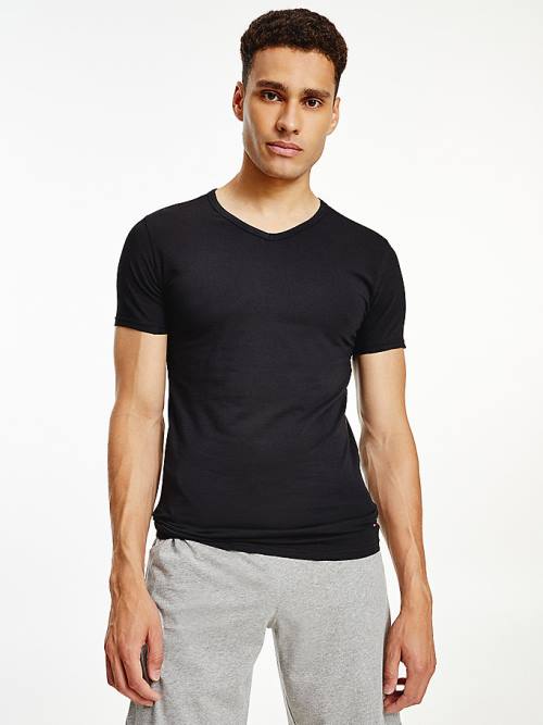 Black Tommy Hilfiger 3 Pack V-Neck Cotton Men's Pyjamas | TH192DOJ