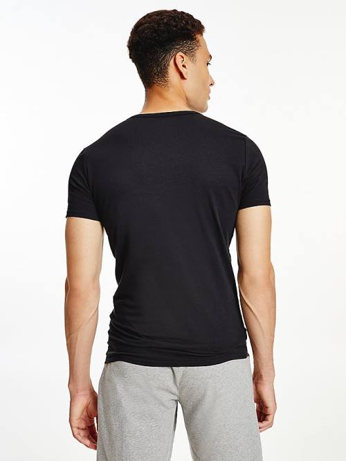 Black Tommy Hilfiger 3 Pack V-Neck Cotton Men's Pyjamas | TH192DOJ