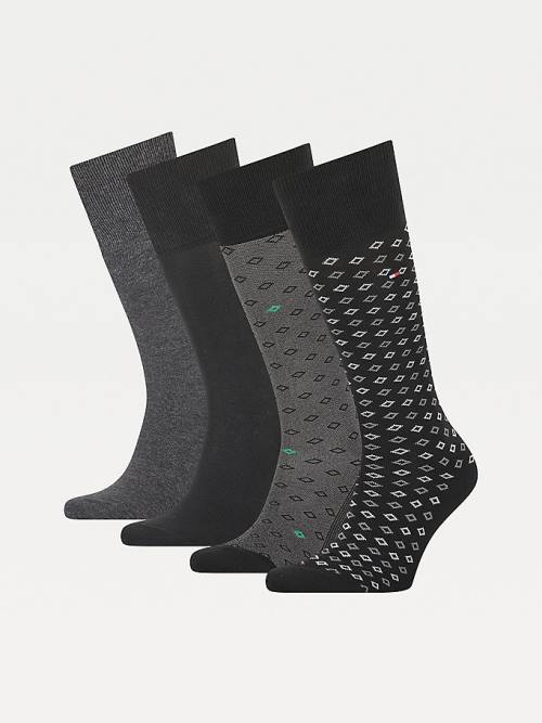 Black Tommy Hilfiger 4-Pack Gift Box Knee-High Men's Socks | TH167ZXS