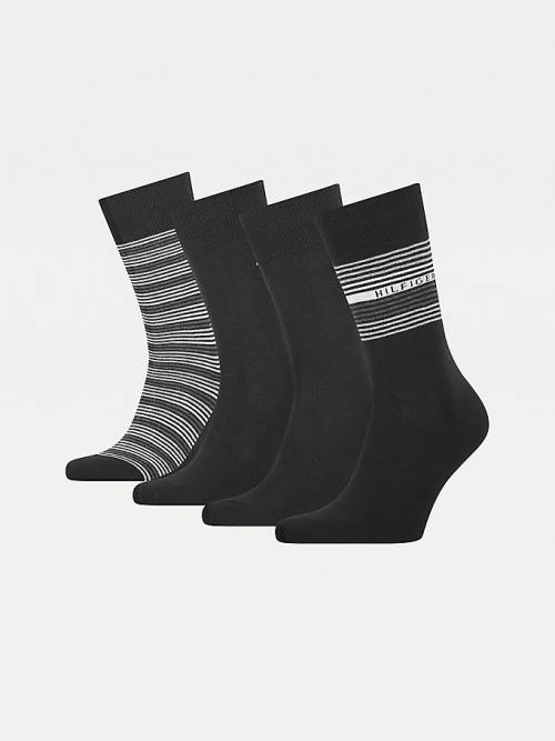 Black Tommy Hilfiger 4-Pack Gift Box Stripe Men's Socks | TH581IQU