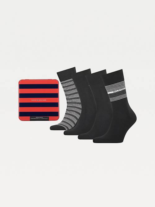 Black Tommy Hilfiger 4-Pack Gift Box Stripe Men\'s Socks | TH581IQU