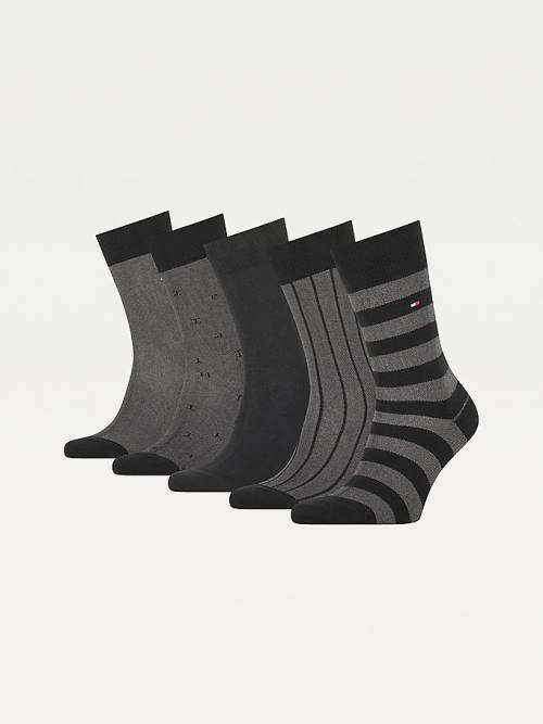 Black Tommy Hilfiger 5-Pack Gift Box Bird Eye Men's Socks | TH138DUZ