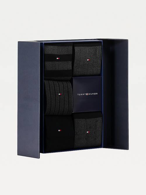 Black Tommy Hilfiger 5-Pack Gift Box Bird Eye Men's Socks | TH138DUZ