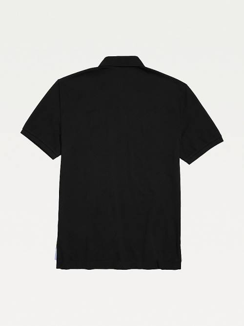 Black Tommy Hilfiger Adaptive Regular Fit Ivy Men's Polo Shirts | TH972SQK