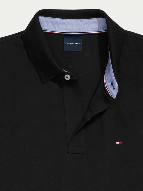 Black Tommy Hilfiger Adaptive Regular Fit Ivy Men's Polo Shirts | TH972SQK